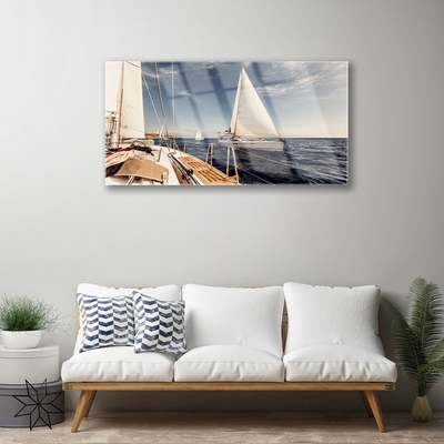 Billede glas Boats Sea Landscape