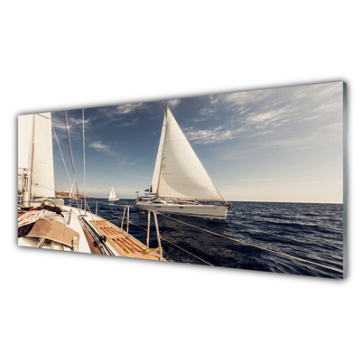 Billede glas Boats Sea Landscape