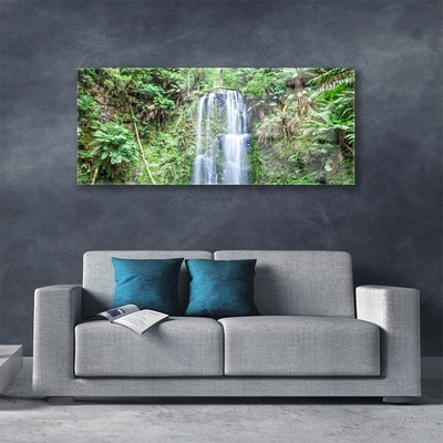 Glas billede Waterfall Trees Nature