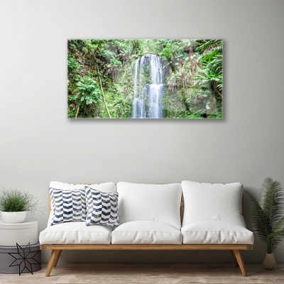 Glas billede Waterfall Trees Nature