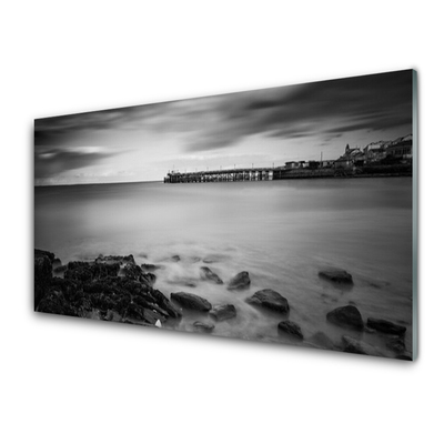 Glasfoto Sea Pier Landscape