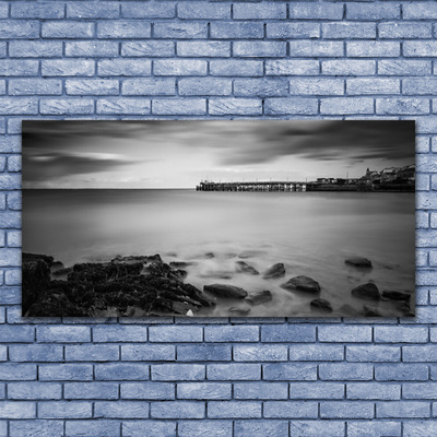 Glasfoto Sea Pier Landscape