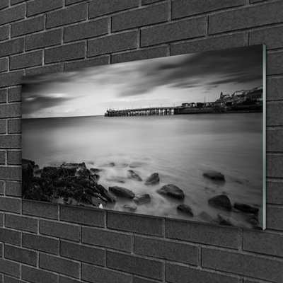 Glasfoto Sea Pier Landscape