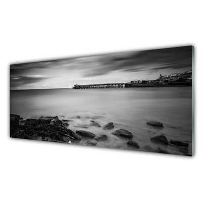 Glasfoto Sea Pier Landscape