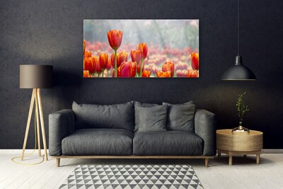 Glas billede Tulipaner Blomster Plante