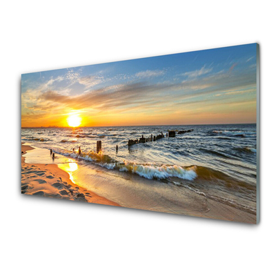 Billede i glas Sea Sunset Beach