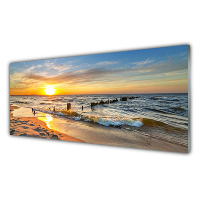 Billede i glas Sea Sunset Beach