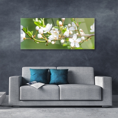 Glasbillede Blomster Grene Blade Frugthave