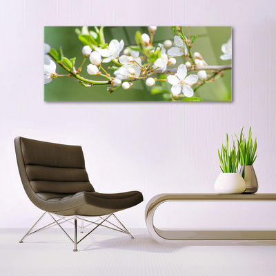 Glasbillede Blomster Grene Blade Frugthave