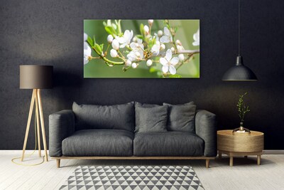 Glasbillede Blomster Grene Blade Frugthave