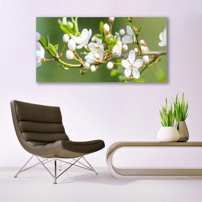 Glasbillede Blomster Grene Blade Frugthave