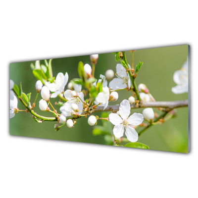 Glasbillede Blomster Grene Blade Frugthave