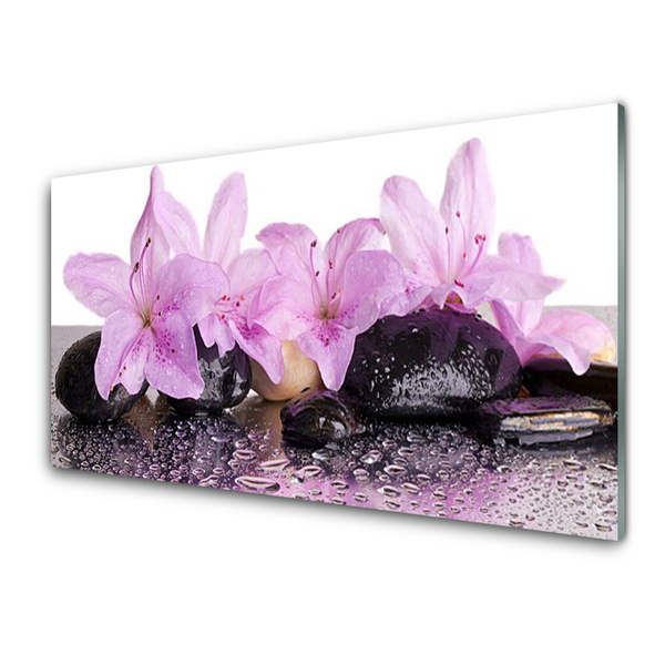 Glasfoto Flowers Lily Rose Water