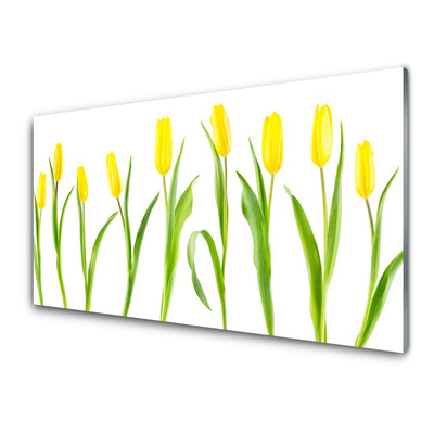 Print på glas Gule tulipaner Blomster