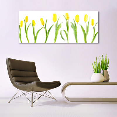 Print på glas Gule tulipaner Blomster