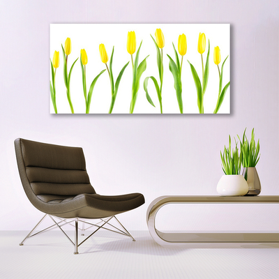 Print på glas Gule tulipaner Blomster