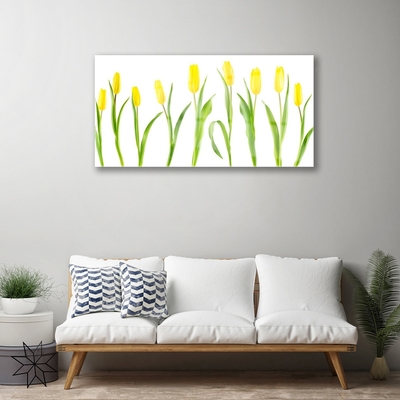 Print på glas Gule tulipaner Blomster