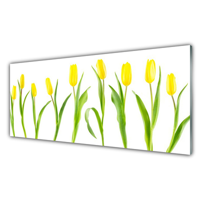 Print på glas Gule tulipaner Blomster