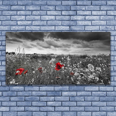 Billede i glas Eng Blomster Landskab