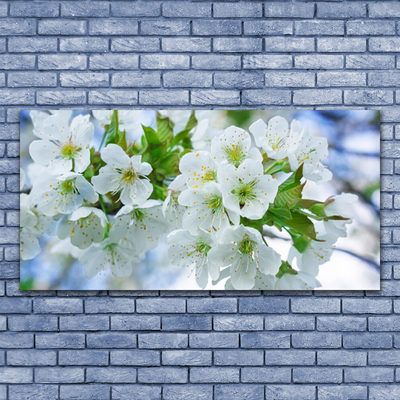 Glas billede Blomster Træ Blade Natur