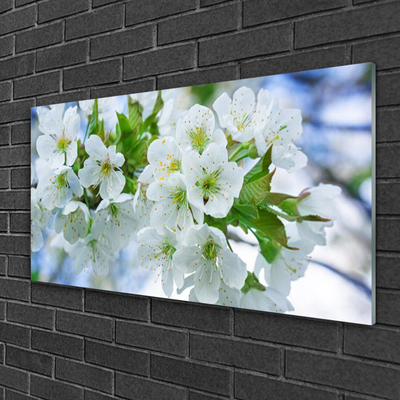 Glas billede Blomster Træ Blade Natur