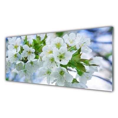 Glas billede Blomster Træ Blade Natur