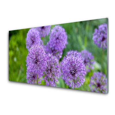 Billede glas Lilla blomster eng