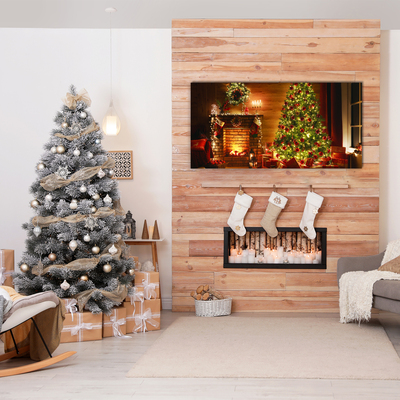 Glas billede Christmas Tree Christmas Fireplace Gift