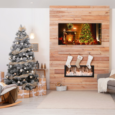 Glas billede Christmas Tree Christmas Fireplace Gift