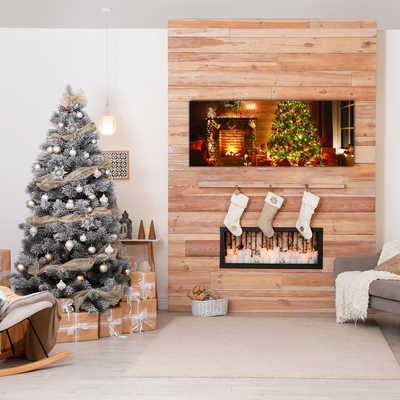 Glas billede Christmas Tree Christmas Fireplace Gift