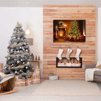 Glas billede Christmas Tree Christmas Fireplace Gift