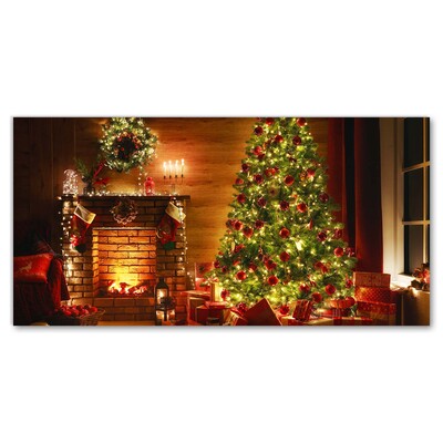 Glas billede Christmas Tree Christmas Fireplace Gift