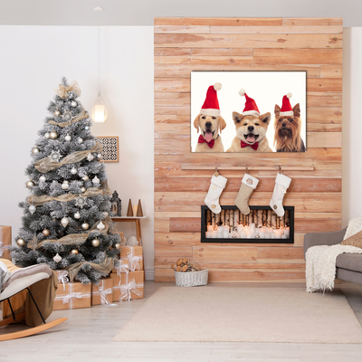 Glas billede Christmas Dogs Father Christmas