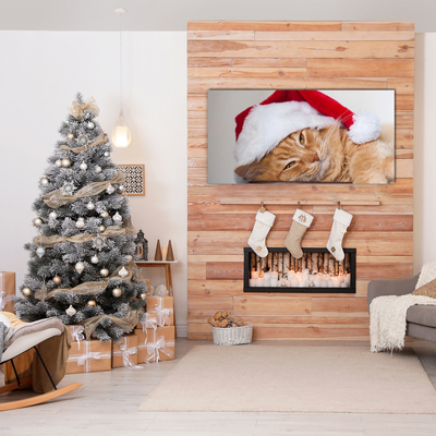 Glas billede Cat Santa Claus Cap Christmas