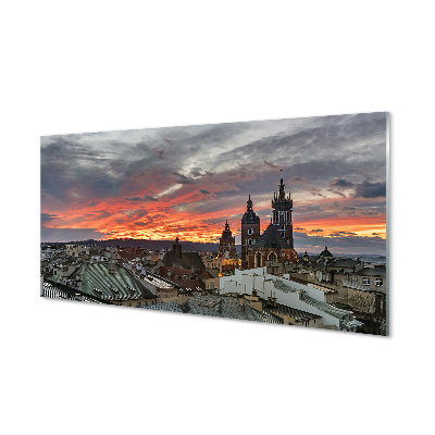 Stænkplade glas Kraków solnedgang panorama