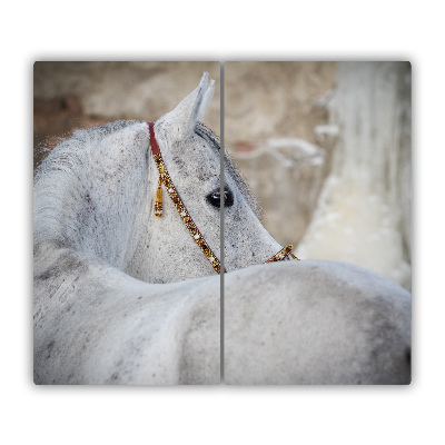 Glas skærebræt Hvid arabisk hest