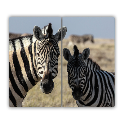 Skærebræt i glas To zebraer