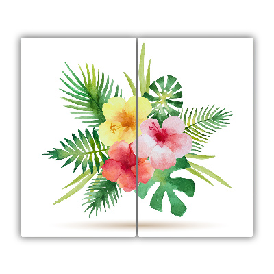 Skærebræt glas Hawaii-blomster