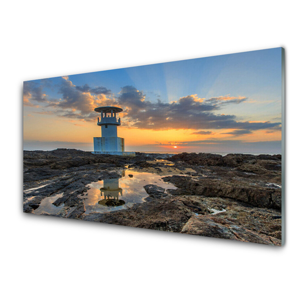 Glas stænkplade til køkken Lighthouse Landscape