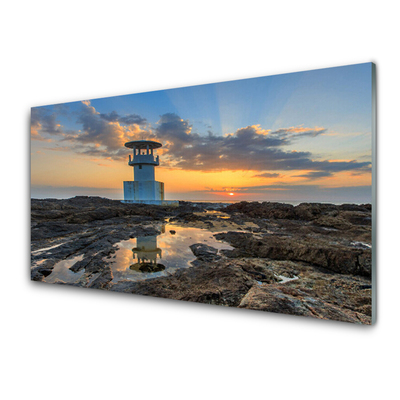 Glas stænkplade til køkken Lighthouse Landscape