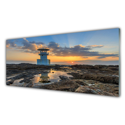 Glas stænkplade til køkken Lighthouse Landscape