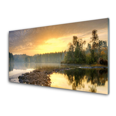 Glas stænkplade til køkken Lake Pond Landscape