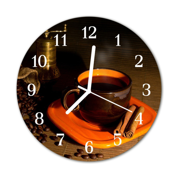 Rundt glas vægur Kaffe