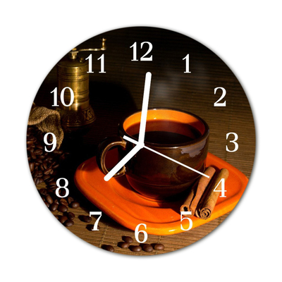 Rundt glas vægur Kaffe
