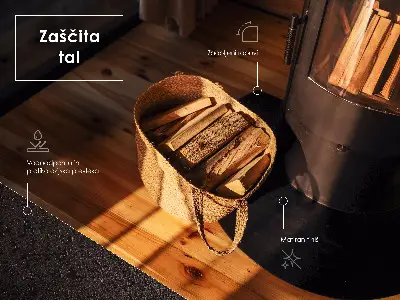 Kvartcirkelformet gulvplade til brændeovn i sort metal
