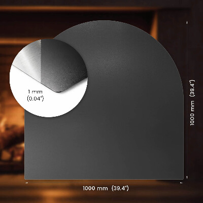 Halvcirkelformet gulvplade til brændeovn sort metalplade