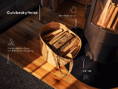 Halvcirkelformet gulvplade til brændeovn sort metalplade