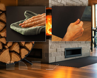 Halvcirkelformet gulvplade til brændeovn sort metalplade