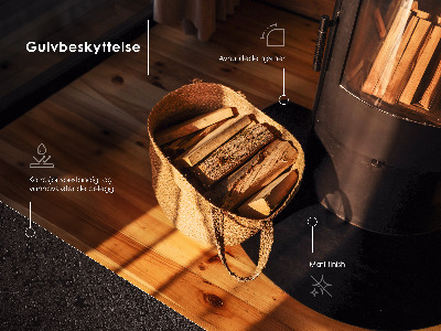 Rektangulær gulvplade til pejs sort i metalplade