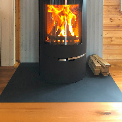 Rektangulær gulvplade til pejs sort i metalplade